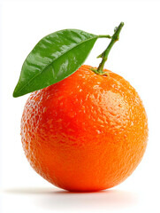 orange with leaf isolated on white
