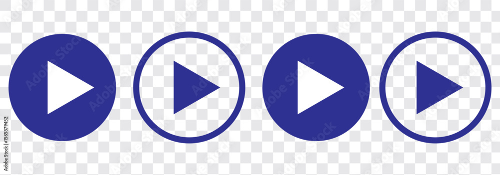 Poster set of play buttons icons. play button. video audio player. vector illustration. play buttons. vecto