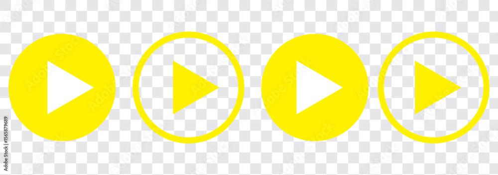 Poster set of play buttons icons. play button. video audio player. vector illustration. play buttons. vecto