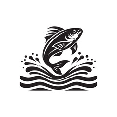 Naklejka premium logo of fish jumping on water