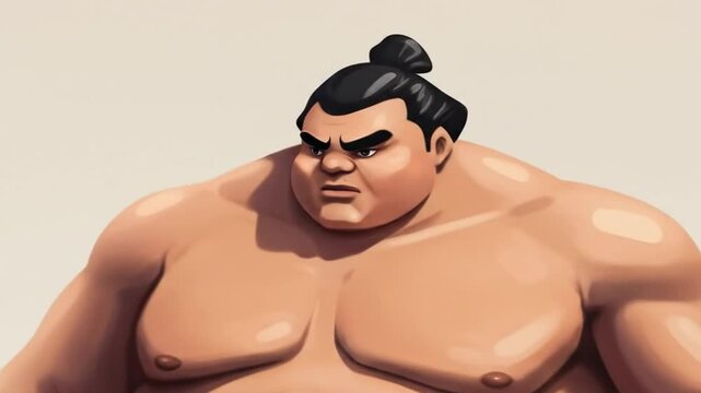 Sumo Wrestler in Contemplation: A meticulously crafted illustration of a sumo wrestler, his face etched with deep focus. Rendered with a captivating blend of shadow and light.