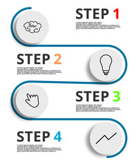 Clean and modern four-step infographic with minimal design and hand-drawn style icons. Suitable for presentations, project management, workflow, and educational content.