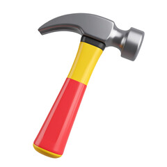 Hammer Illustration: A realistic depiction of a hammer, showcasing its metallic head and a two-tone handle. Perfect for construction, DIY, and handyman themes.