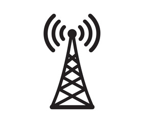 Outline radio antenna isolated on white background. Antenna and signal tower minimalist art.