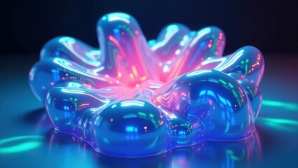 Abstract Blue Pink Iridescent Liquid Blob Form image