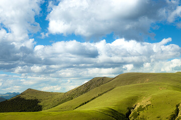 Alpine grassland with blue sky