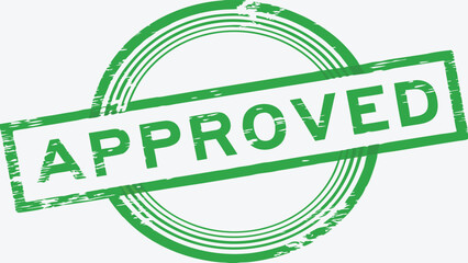 Illustration of a green approved stamp with circle and grunge effect in a clear and simple design