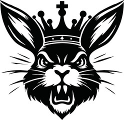silhouette rabbit with crown vector logo isolated on white background