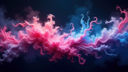 Obraz premium Abstract Pink and Blue Swirling Filaments Dark Background