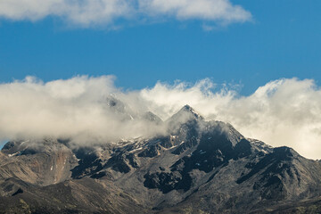 Mountain hiding begind the clouds