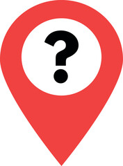 Map marker with question mark icon . Question map pointer icon . Unknown location icon vector