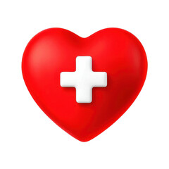 Obraz premium Red heart with medical cross symbolizing healthcare and wellness
