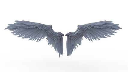 Elegant White Angel Wings on Transparent Background
