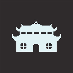 this is chinese architecture icon in pixel art with white color and black background this item good for presentations,stickers, icons, t shirt design,game asset,logo and your project.
