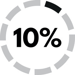 Ten percentage circle icon isolated on white background . 10 percent loading circle icon . Vector illustration