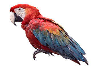 Fototapeta premium Parrot, transparent background, color photography, PNG format, photorealistic style, simple design, high resolution
