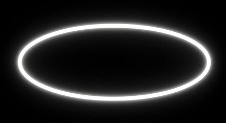 Fototapeta premium Glowing White Ellipse Shape on Black Background - Abstract Art