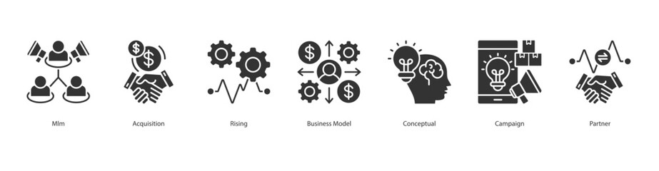 Growth Business Framework Icon Set Collection Concept With Icon Of Mlm, Acquisition, Rising, Business Model, Conceptual, Campaign, Partner