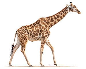 Obraz premium A single giraffe standing tall with its distinctive patterned coat against a white background image view