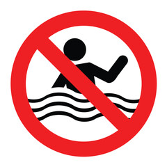 Do not swim alone warning sign. Swimming Pool Rules sign with white and red colors