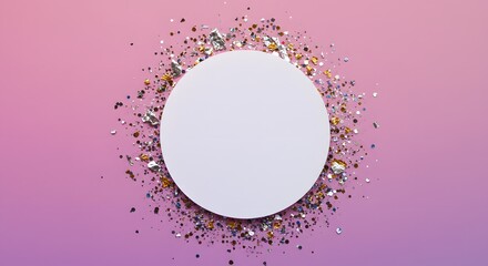 Colorful celebration background with party confetti on pink back