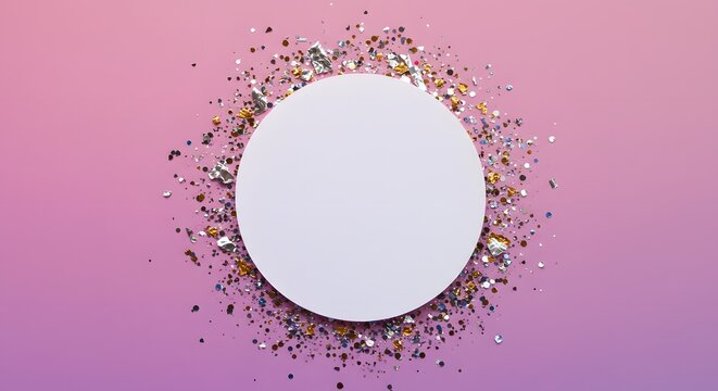 Colorful celebration background with party confetti on pink back