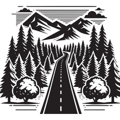 logo road in the middle of the forest