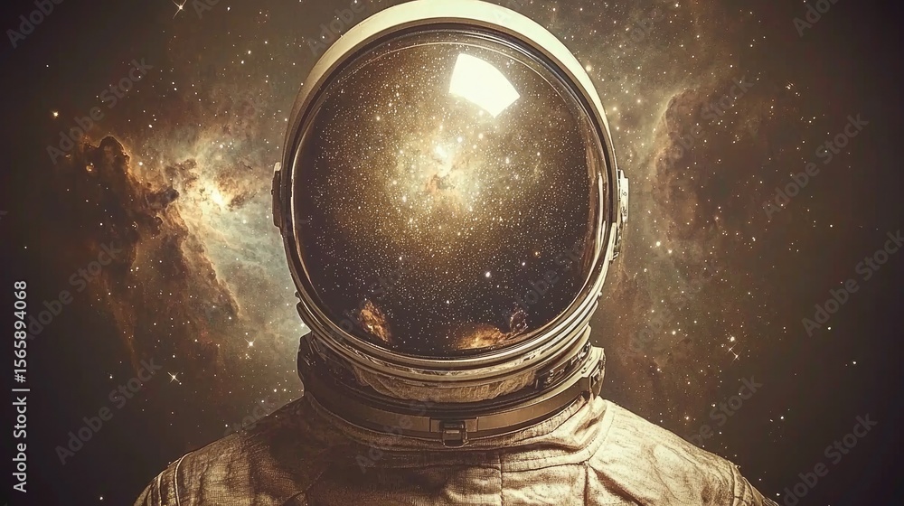 Poster astronaut in cosmic space stunning visual art ethereal environment close-up perspective exploring th