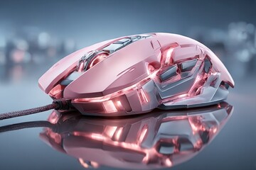 Pink futuristic gaming mouse
