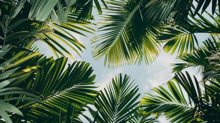 Tropical leaves. Dark botanical background tropical leaves