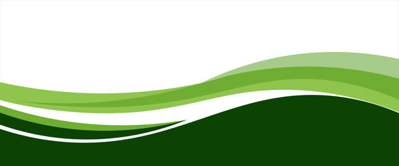 Abstract White and Green wave wide background banner
