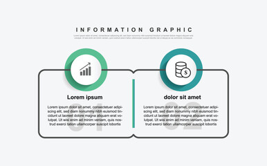 modern infographic two step or option process with circle and line for business and webdesign