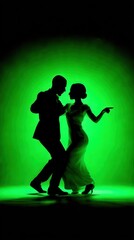 Silhouettes of dancing couple