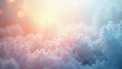 Soft White Frost Plants Pastel Sunset Light winter