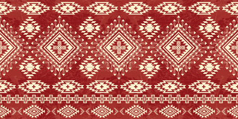 Fototapeta premium Native pattern american tribal indian ornament pattern geometric ethnic textile texture tribal aztec pattern navajo mexican fabric seamless Vector decoration fashion