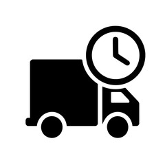Black Delivery Truck Sign Icon, Symbol, Pictogram for Fast Shipping, Urgent Transportation, Time-Sensitive Delivery, Express Service, Quick Dispatch
