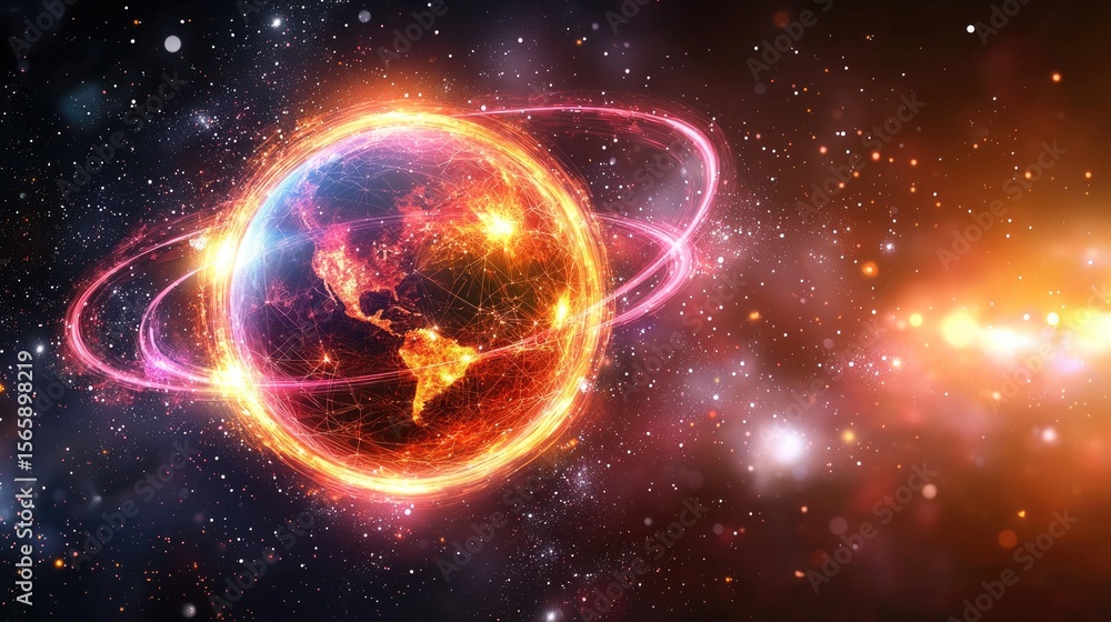 Aufkleber cosmic explosion of earth in space celestial event digital art starry background outer space astroph