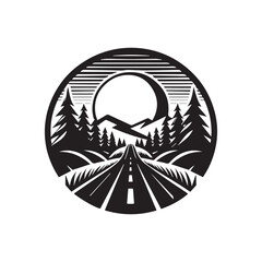 logo road in the middle of the forest