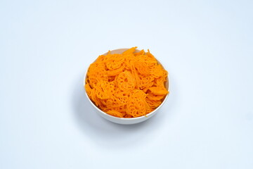 isolated white background original Indonesian raw crackers, uncooked crackers, usually used as an ingredient for making seblak