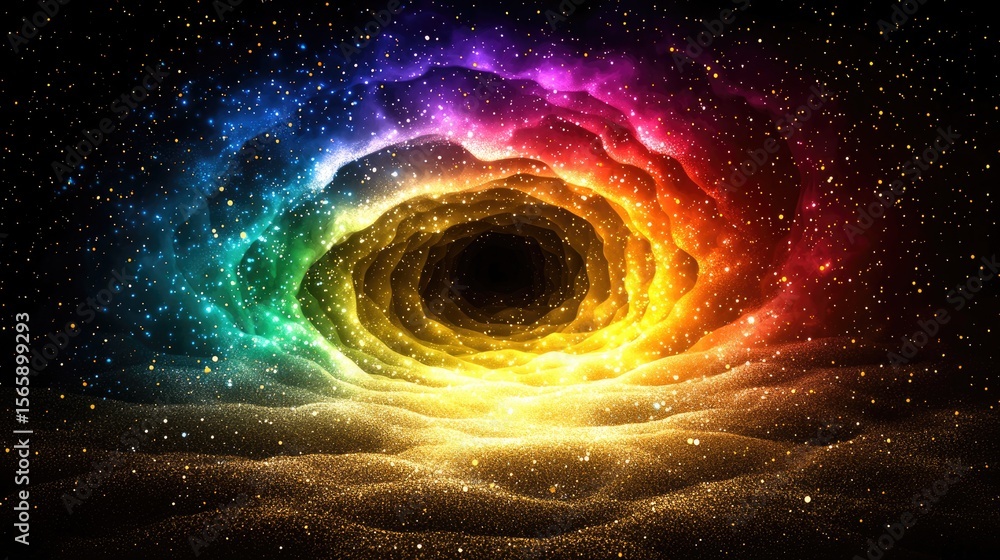Poster exploring colorful cosmic dimensions outer space digital art abstract vibrant immersive journey