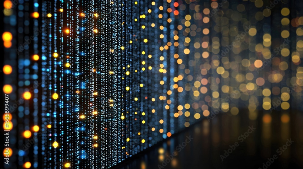 Poster illuminated data flow digital space abstract image tech environment close-up perspective visual conc