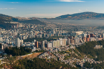 Panoramic view of northern Quito on a sunny morning