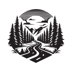 logo road in the middle of the forest