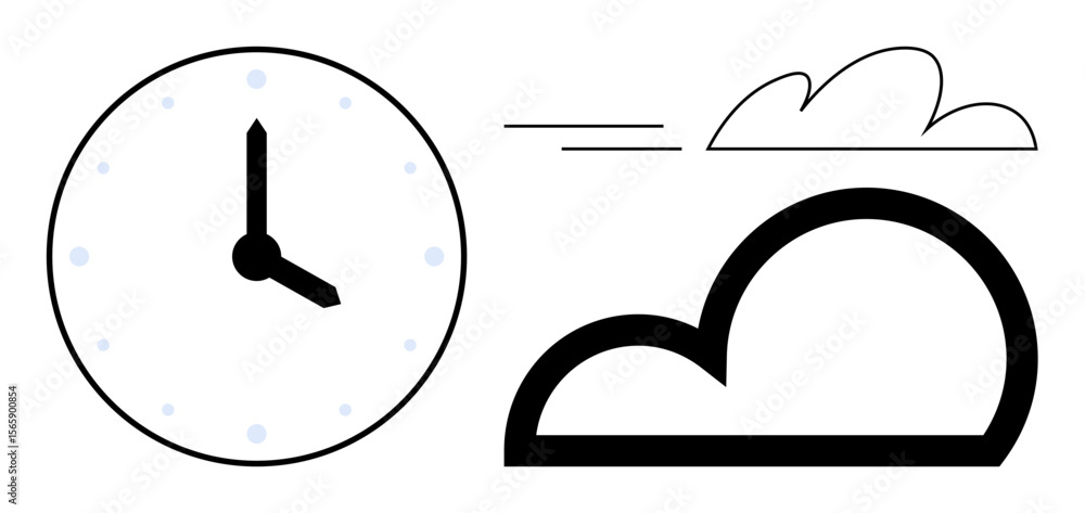 Aufkleber analog clock with moving clouds suggesting time, speed, and efficiency. ideal for themes thumbs up t