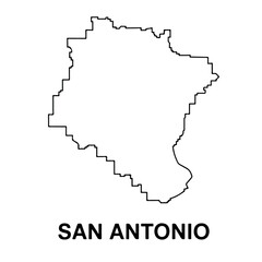 Fototapeta premium San Antonio City Map – Black Outline of Texas Metropolis with Bold Label on White Background