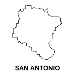 Obraz premium San Antonio City Map – Black Outline of Texas Metropolis with Bold Label on White Background