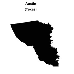 Obraz premium Austin City Map outline – Black Silhouette of Texas Capital with Label on White Background 