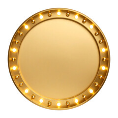Luxurious Round Golden Frame with Spotlight Bulbs – Glamorous Decorative Element for Banners and Ads
