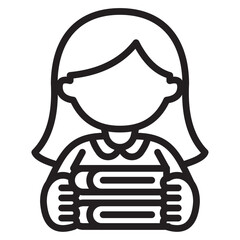 School girl icon vector illustration isolated sign