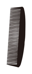 A simple, isolated illustration of a black comb, shown vertically.